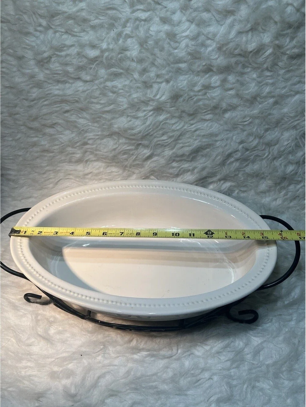 Certified International Oval Serving Dish Stoneware Bakeware with Metal Stand